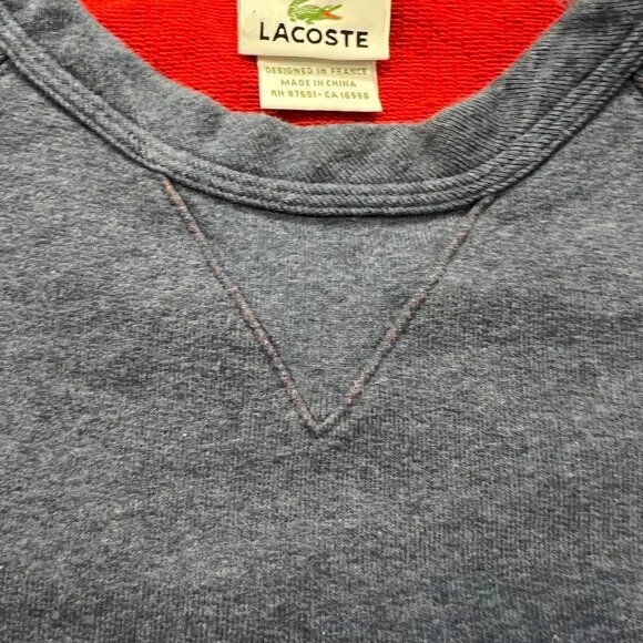 Lacoste Crewneck Cotton Crewneck Sweatshirt, Blue, Logo Womens S/Mens XS - Picture 4 of 12